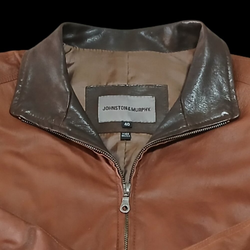 Johnston & Murphy Lightweight 100% Lambskin Leather Bomber Jacket